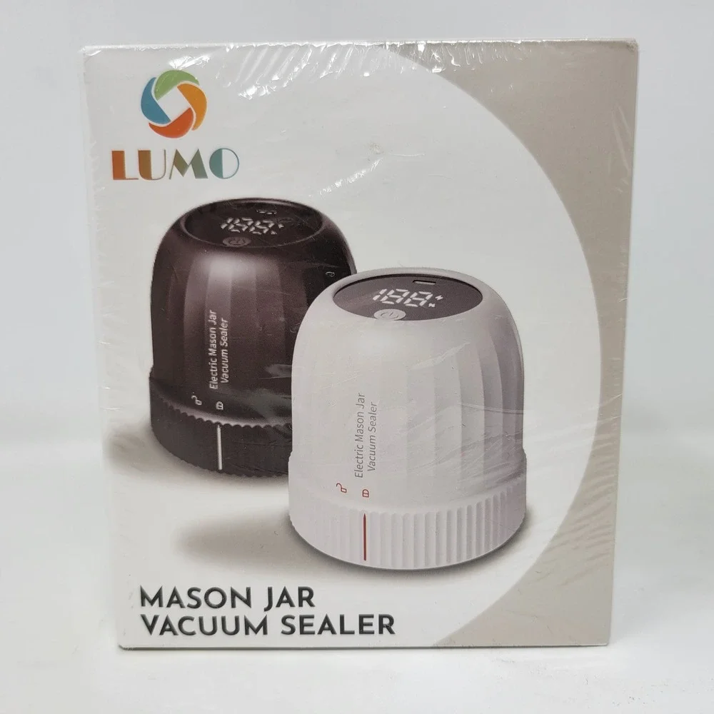 LUMO Electric Mason Jar Vacuum Sealer M80-CB White Regular &‎ Wide Mouth NEW